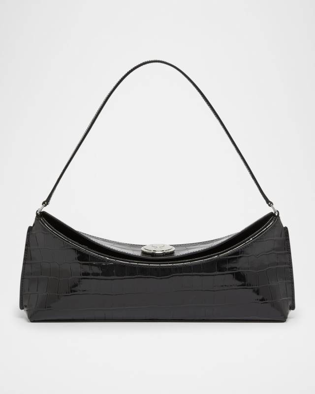 Le Calisson Croc-Embossed Leather Shoulder Bag